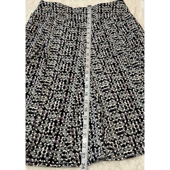 APT. 9 Flare Mid-Rise Midi Skirt Gray Black Geometric Poly Blend Women's Size S - Picture 8 of 11